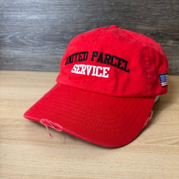 UPS Hat Cap Strap Back Red United Parcel Service Red Adjustable